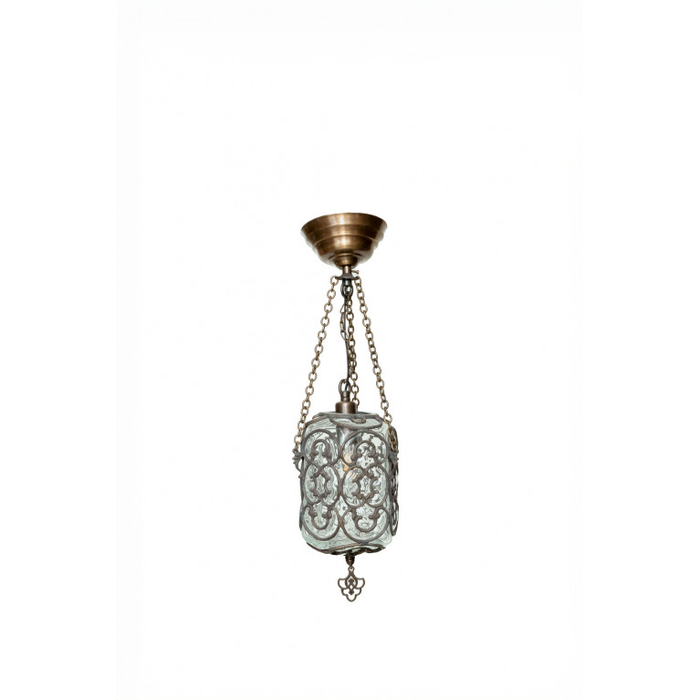 Hanging lamp 50 cm, manblown glass, brass